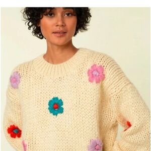 Frnch Desiree Floral Sweater Small ~ RARE